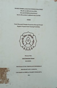 PROSES PEMBELAJARAN DI PESANTREN ISLAM AL-IRSYAD DALAM INTERNALISASI NILAI MATA PELAJARAN AQIDAH PADA SANTRI